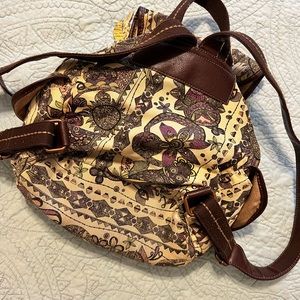 Sakroots purple & beige owl print backpack